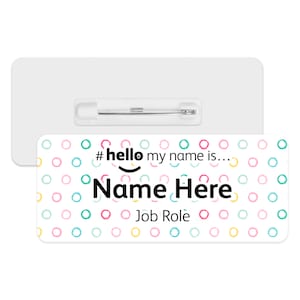 Hello My Name is Name Badge - Scribble Circles Background | Personalised Badge | #hello my name is... Badge | Personalised Metal ID Reel