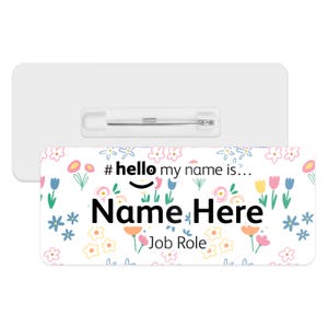 Hello My Name is Name Badge - Doodle Flowers | Personalised Badge | #hello my name is... Badge | Personalised Metal ID Reel