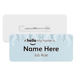 Hello My Name is Name Badge - Winter Sprigs | Personalised Badge | #hello my name is... Badge | Personalised Metal ID Reel