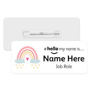 Hello My Name is Name Badge - Starry Pastel Boho Rainbow | Personalised Badge | #hello my name is... Badge | Personalised Metal ID Reel