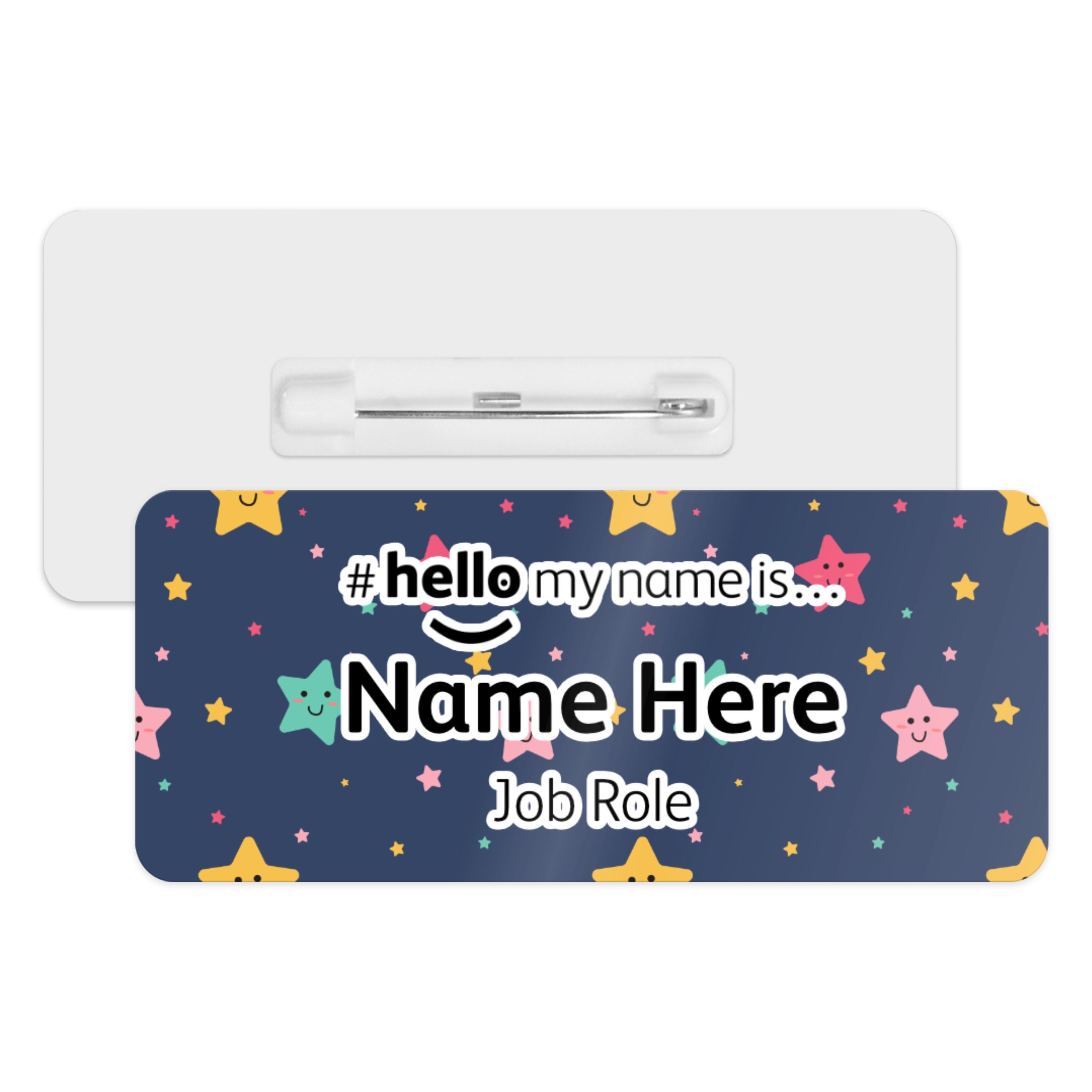 Hello My Name is Name Badge - Cute Cartoon Stars | Personalised Badge ...