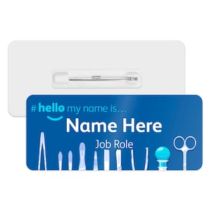 Hello My Name is Name Badge - Surgical Tools | Personalised Badge | #hello my name is... Badge | Personalised Metal ID Reel