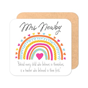 Personalised Teacher Coaster - &quot;Teacher Who Believed&quot; Poem | Teacher Gift | TA Gift | Personalised Drinks Coaster | End of Year Gift