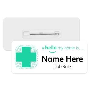 Hello My Name is Name Badge - Green Medical Pharmacy Icon | Personalised Badge | #hello my name is... Badge | Personalised Metal ID Reel
