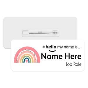 Hello My Name is Name Badge - Cute Boho Rainbow | Personalised Badge | #hello my name is... Badge | Personalised Metal ID Reel
