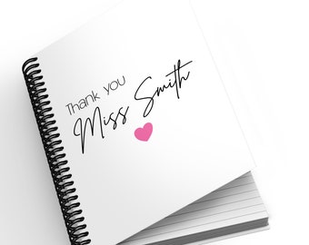 Personalised A5 Notebook - Thank You Teacher Name | Thank You Teacher Gift | Personalised Gift | Teacher Gift | End of Year Gift