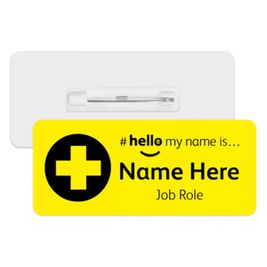 Hello My Name is Name Badge - Classic Yellow - Medical Icon | Personalised Badge | #hello my name is... Badge | Personalised Metal ID Reel
