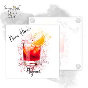 Personalised Negroni Glass Coaster - Splash Effect | Negroni Coaster | Cocktail Coaster | Personalised Coaster Gift | Home Bar Coaster / Mat