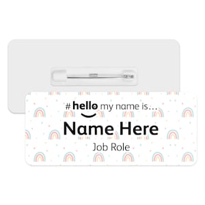 Hello My Name is Name Badge - Boho Candy Rainbows & Hearts | Personalised Badge | #hello my name is... Badge | Personalised Metal ID Reel