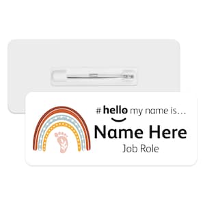 Hello My Name is Name Badge - Baby Boho Rainbow | Personalised Badge | #hello my name is... Badge | Personalised Metal ID Reel