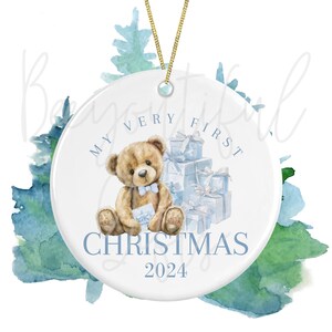 Ceramic Christmas Tree Decoration - 1st Christmas - Blue Bear | First Christmas | Christmas Decor | Baby&#39;s 1st Christmas | First Keepsake