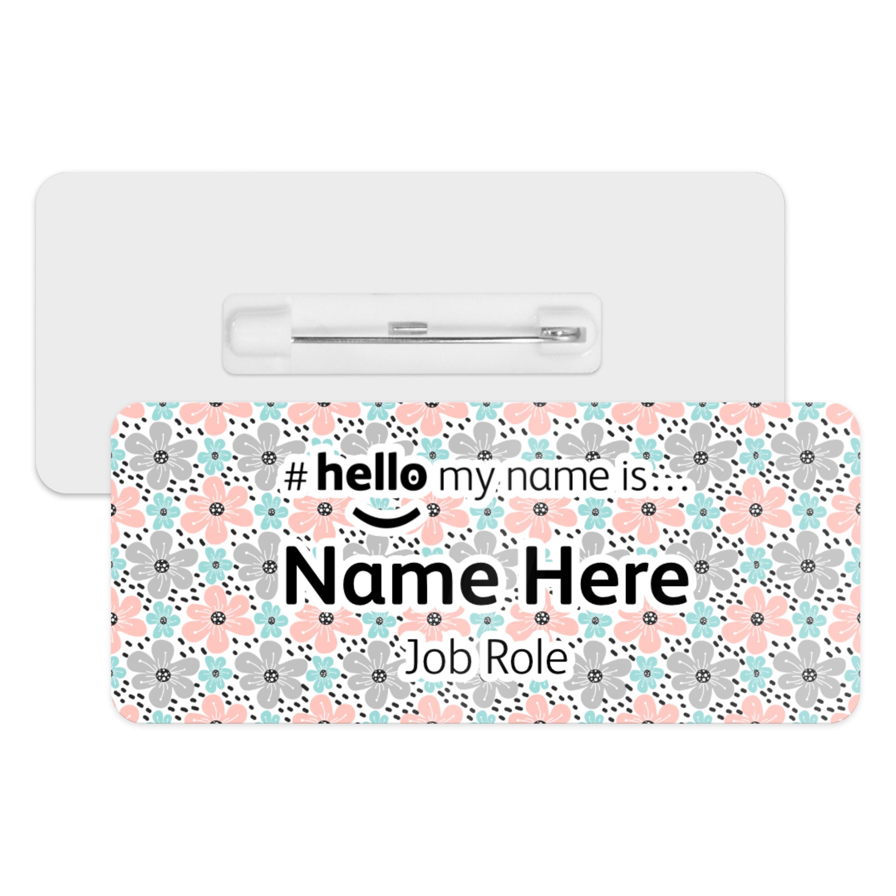 Hello My Name is Name Badge - Cute Pastel Flowers Background ...