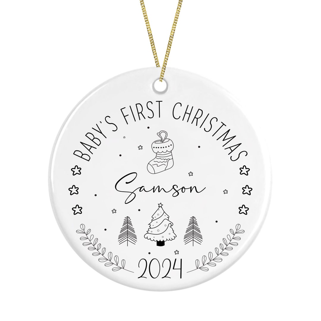 Personalised Ceramic Christmas Tree Decoration Baby's First Christmas