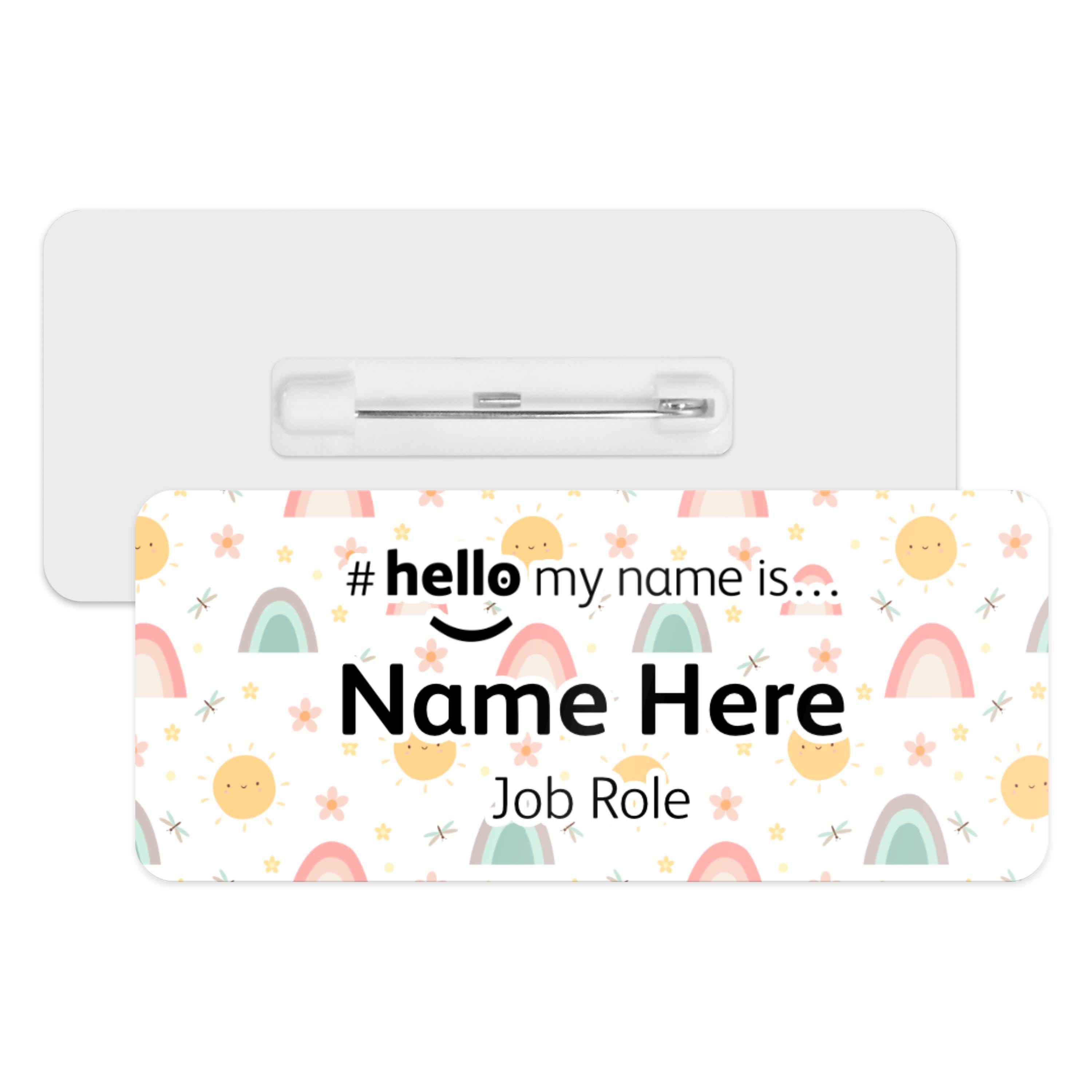 Hello My Name is Name Badge - Cute Summer Pattern | Personalised Badge ...