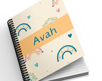 Personalised A5 Notebook - Rainbows | Personalised Gift | Teacher Gift | Student Gift | Student Notebook | Personalised Notebook