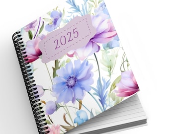 Personalised A5 Notebook - Purple Florals | Personalised Gift | Teacher Gift | Student Gift | Student Notebook | Personalised Notebook