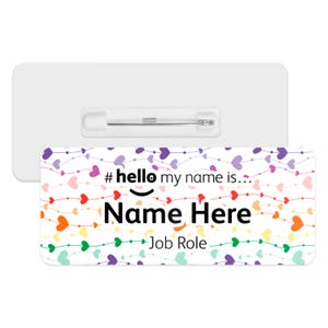 Hello My Name is Name Badge - Rainbow Heart Vines | Personalised Badge | #hello my name is... Badge | Personalised Metal ID Reel
