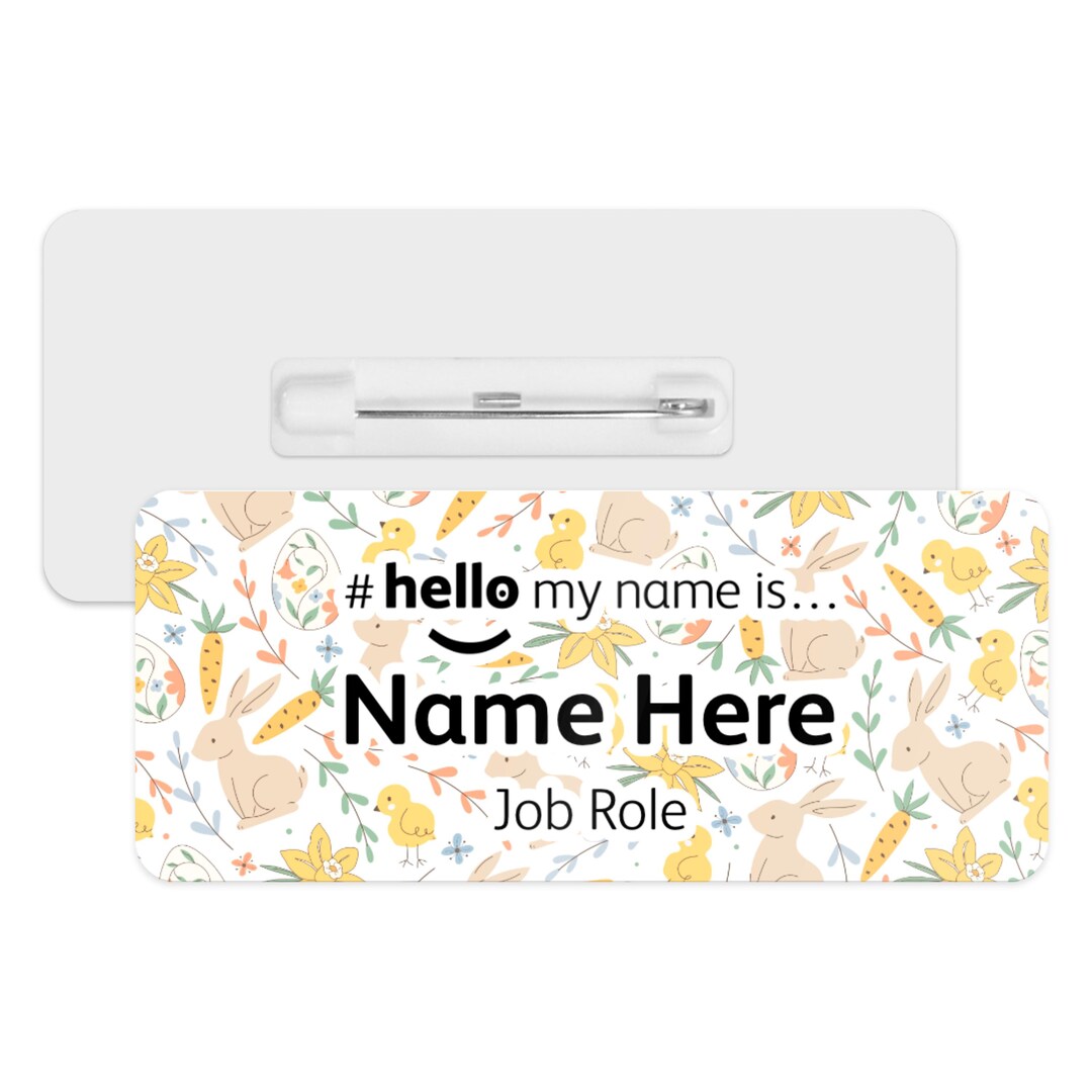 Hello My Name is Name Badge - Cute Easter Pattern Background ...