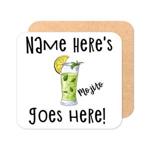Personalised Hand Drawn Mojito Coaster | Personalised Drinks Coaster | Alcohol Gift Idea | Home Bar Coaster | Cocktail Coaster