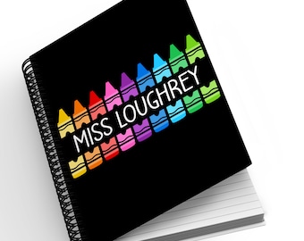 Personalised A5 Notebook - Colourful Crayon Monogram | Thank You Teacher Gift | Personalised Gift | Teacher Gift | End of Year Gift