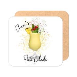 Dessous de verre Pina Colada personnalisés - Sous-bock effet éclaboussures | Dessous de verre personnalisé | Dessous de verre à cocktail | Dessous de verre personnalisé | Bar à la maison
