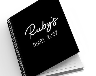Personalised 2027 Diary A5, Spiral Bound Planner, Week to View or Appointment Diary, Choice of 10 Colours