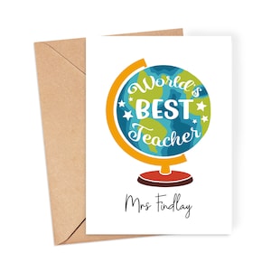 Personalised Thank You Teacher Card - &quot;World&#39;s Best Teacher&quot; - Teacher Card | End of School Year | TA Card | Thank You Teacher