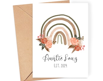Personalised New Baby Card - Auntie Est. 2024/2025 - New Baby Card | Auntie Card | Pregnancy Reveal Card | Pregnancy Announcement Card