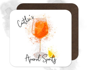 Personalised Aperol Spritz Coaster - Splash Effect Coaster | Personalised Drink Coaster | Cocktail Coaster | Personalised Coaster | Home Bar