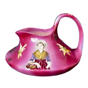 Rare French Auvergne Candied Fruits Advertising Faience PitcherJug