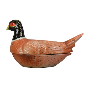 Authentic French Caugant Pheasant Terrine - Faience Terrine  Foie Gras Dish - French Country Cottage Kitchen - Shabby Chic