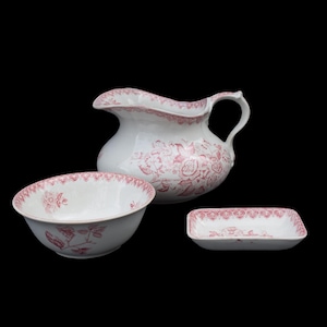 Antique Creil & Montereau Bathroom Set &quot;Bouquets &quot; Decor