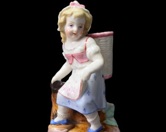 Antique Porcelain Figurine Young Girl Pyrogen Match Holder Number4111