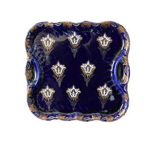 Antique French K&G Luneville Blue Cobalt Plate Platter