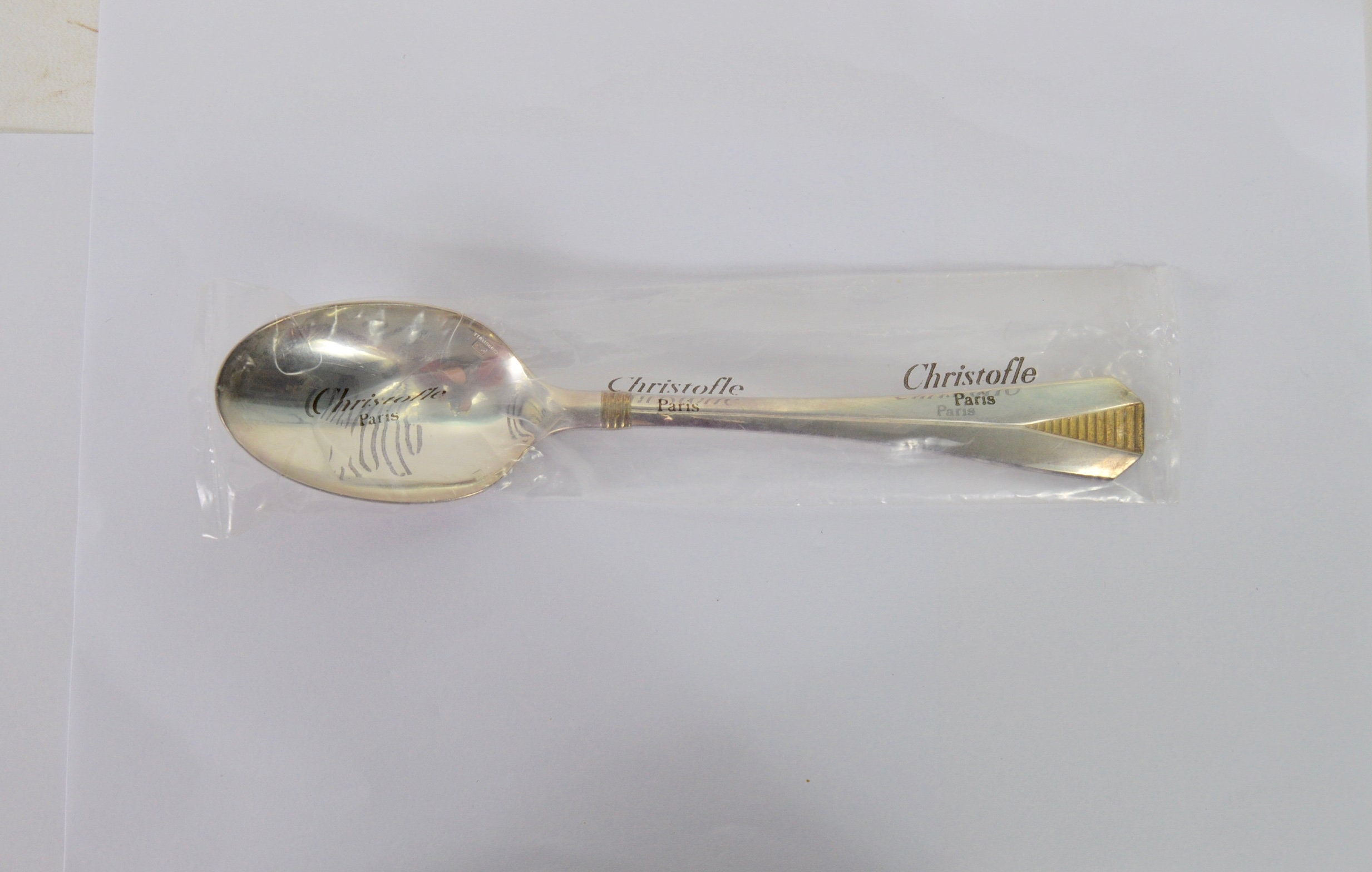 Nouveau, Français Vintage Christofle Atlantide Gold Table Spoon 8 1/8, Replacement, Paris Luxury Spo
