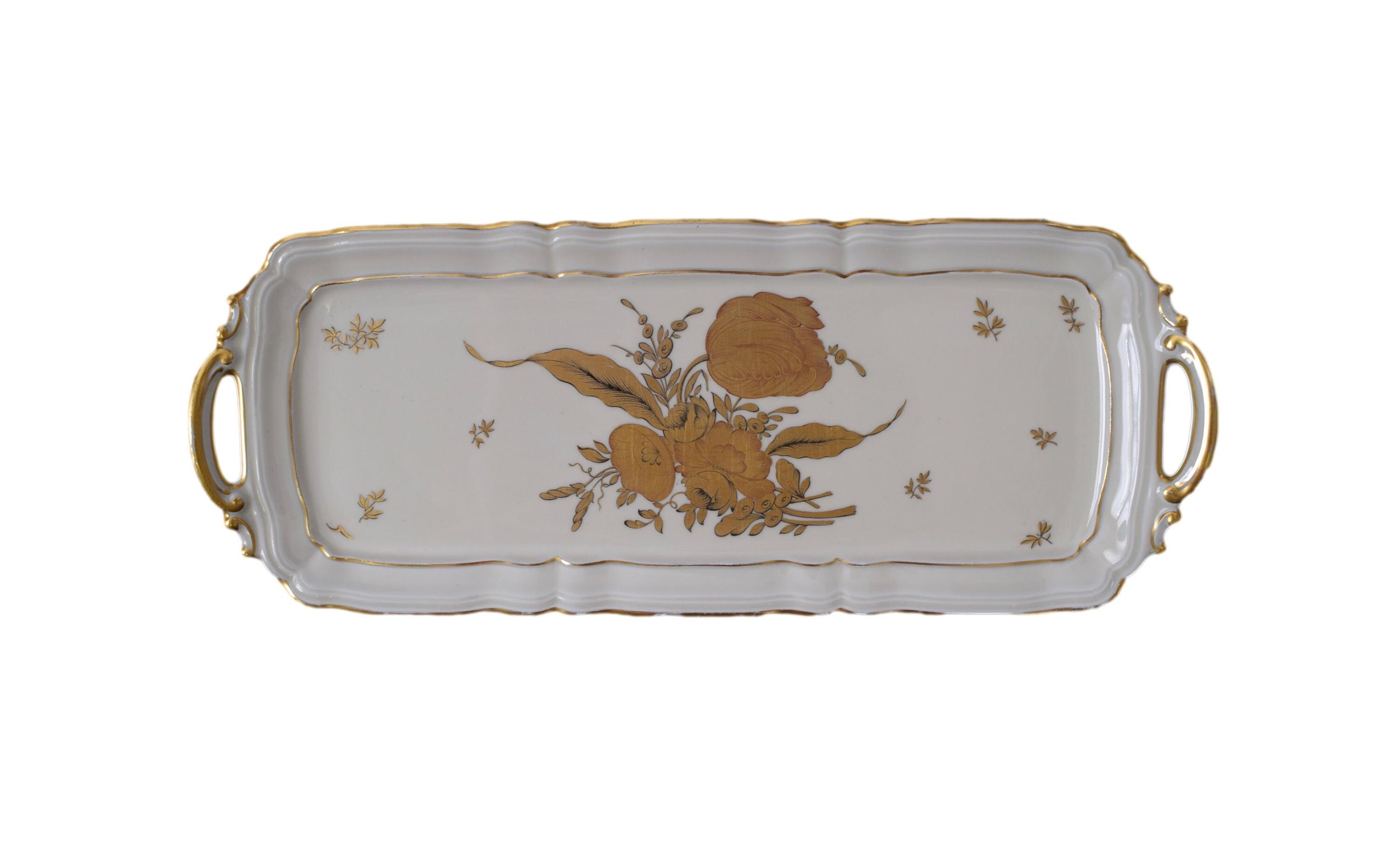 Français Vintage Limoges Porcelain Plate Plate, Par L Bernardaud Gold Servant Plateau