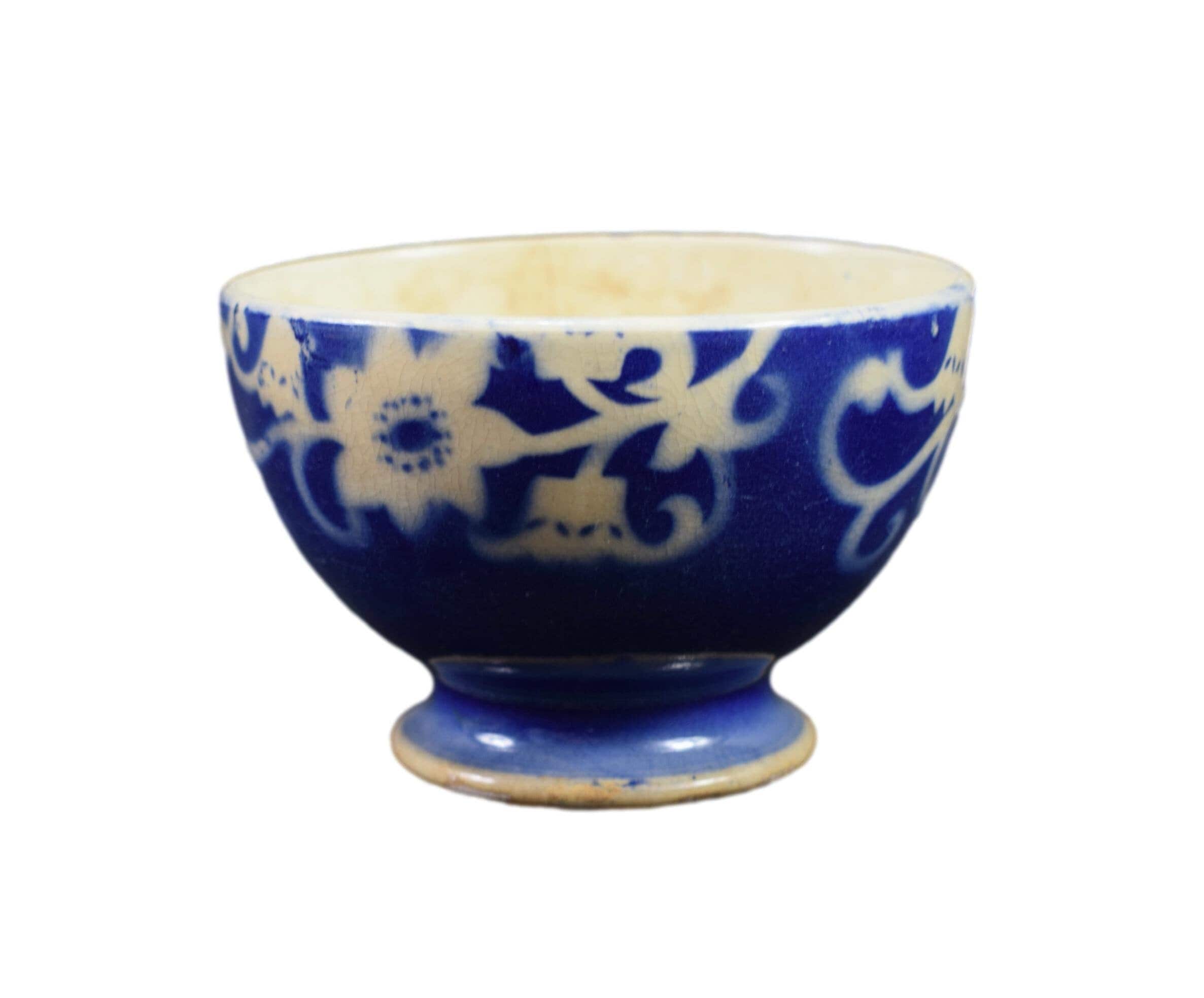 Rare Antique Français Creil & Monterau Blue Bowl Hippolyte Boulenger