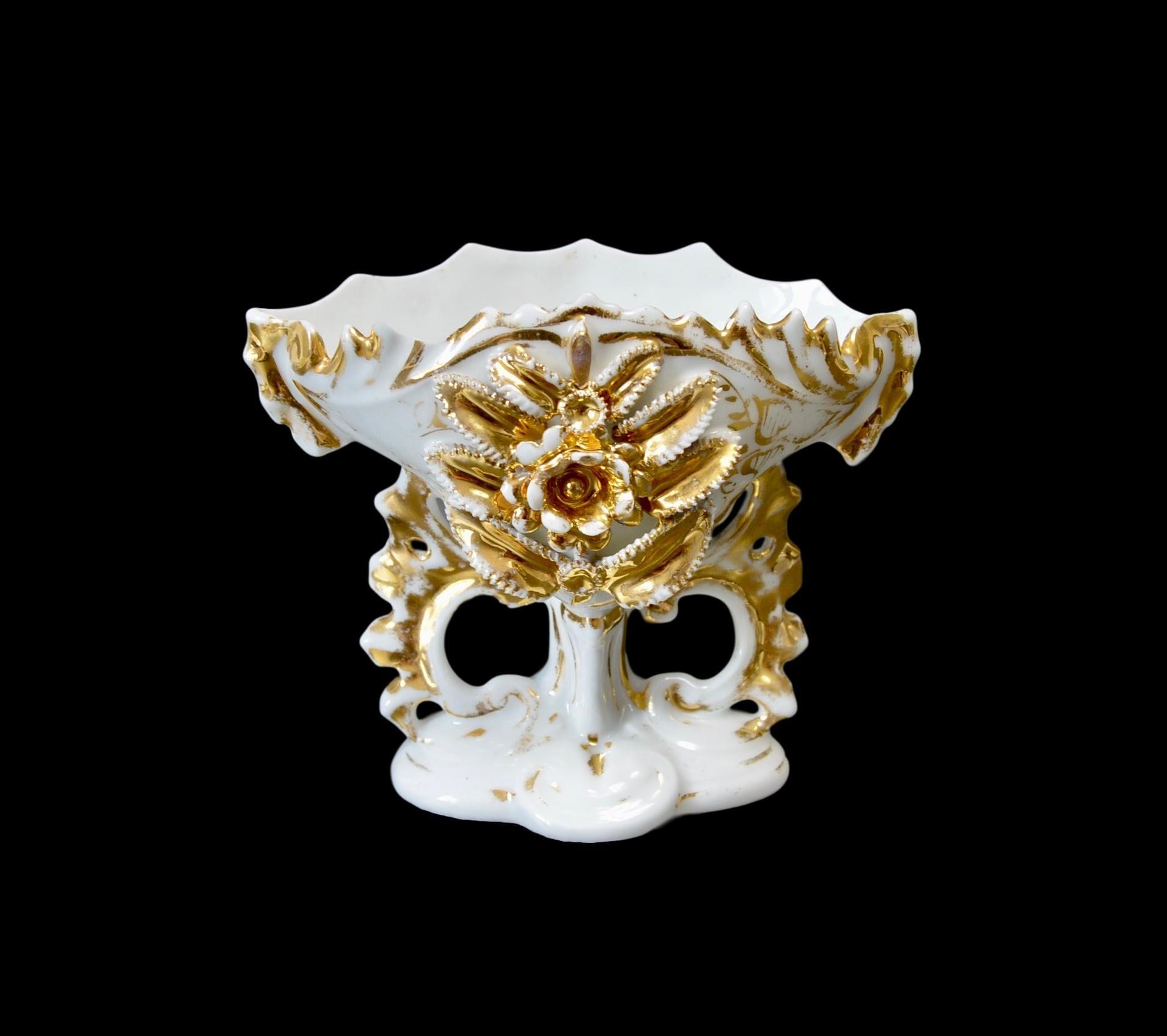 Ancien Français Porcelaine Vieux Paris Vase - Or et Blanc Mariage Vase 19Ème Siècle