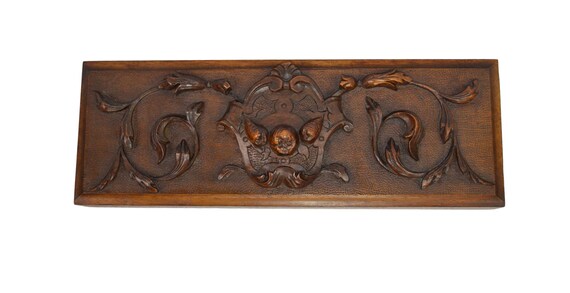 French Antique Hand Carved Walnut Wood Drawer Pull Front Etsy