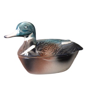 Authentic Small French Duck Terrine - Faience Terrine Michel Caugant Foie Gras Dish - French Country Cottage Kitchen - Shabby Chic
