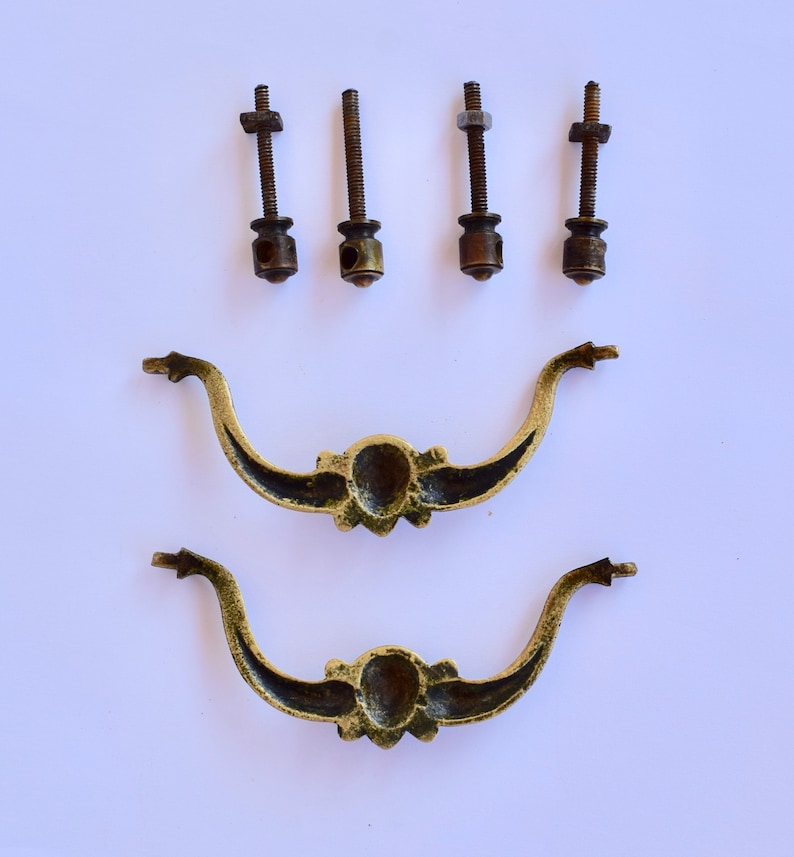 Home Hobby Craft Supplies Tools French Pair Of Antique Bronze Drawer Pulls Handles Repurpose Supplies Furniture