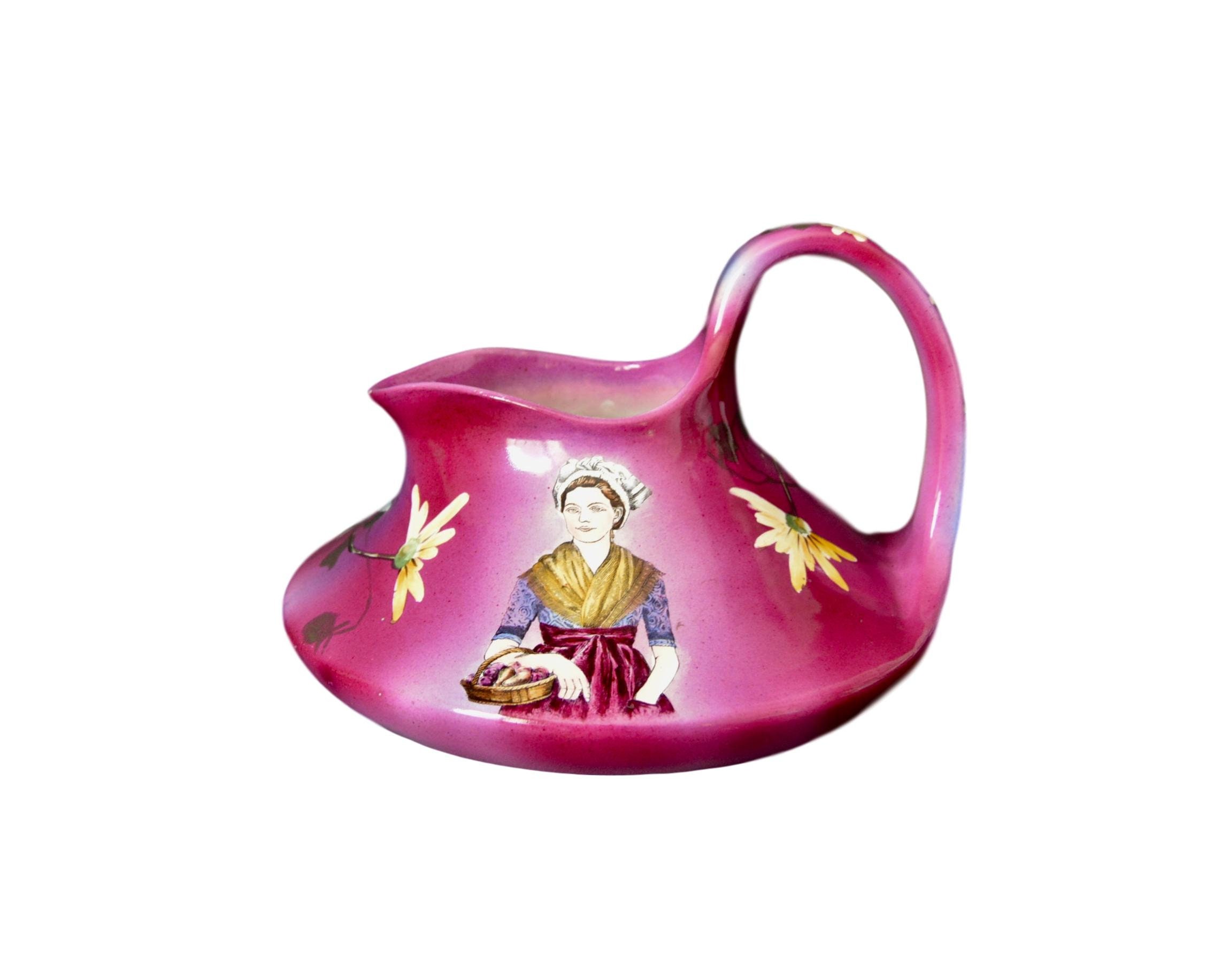 Rare Français Auvergne Fruits Confits Publicité Faïence Pichetjug