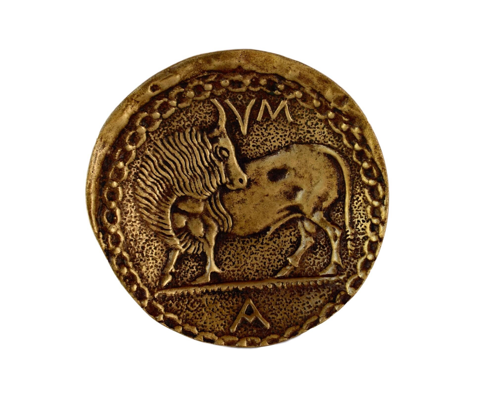 Ancien Français Bronze Vide-Poches de Max Le Verrier - Signe Zodiacal Du Taureau