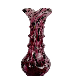 Antique French Authentic Art Glass Clichy Vase - Black White & Pink Glass Art Flower Vase