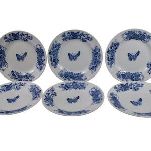 Antique  Set of 6 Boch Freres Keramis Plates Butterfly