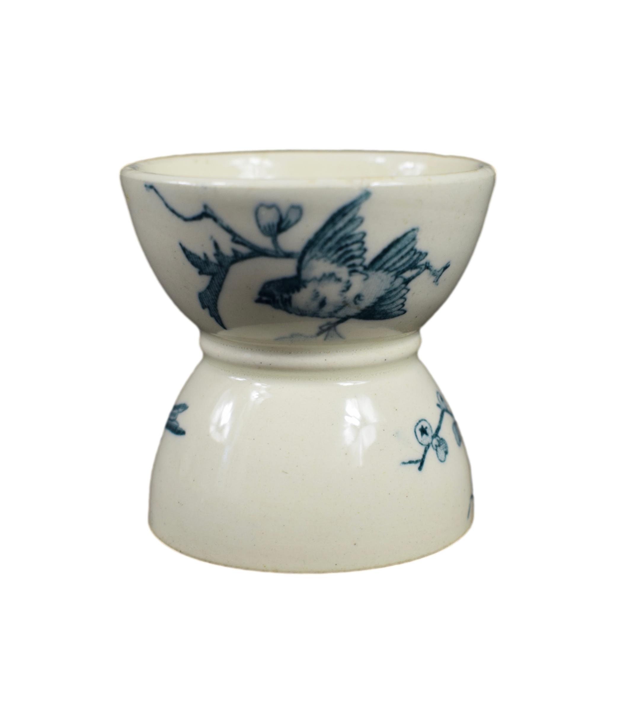 Antique Français Egg Cup Blue Birds