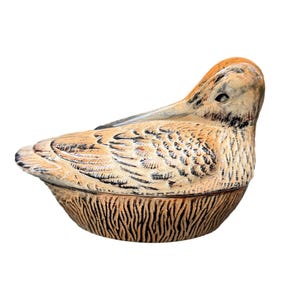 Woodcock , Authentic  French Faience Terrine  Michel Caugant  Foie Gras Dish