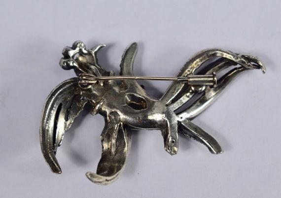 Antique French  Bird Of Paradise Pin Brooch Rhine… - image 5