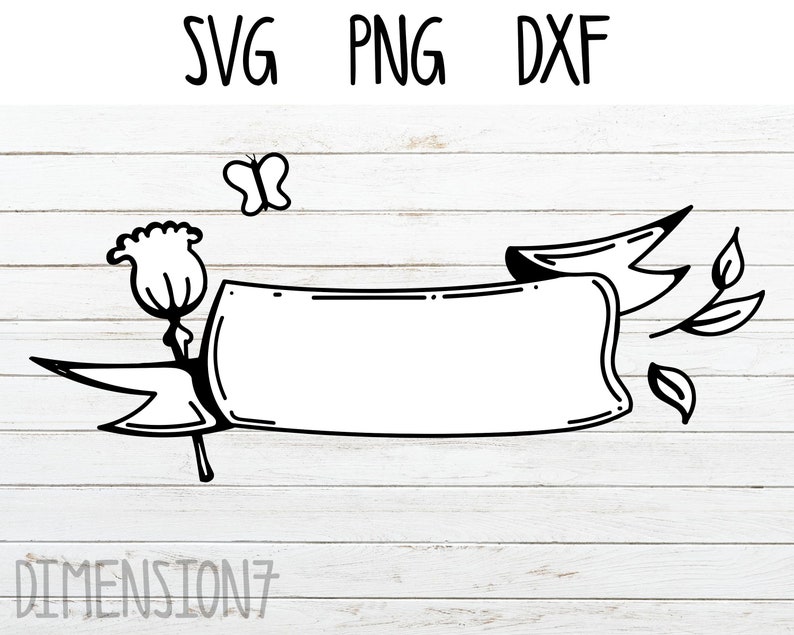 Fancy Floral Banner Svg Png Dxf Commercial Use Files Instant Etsy