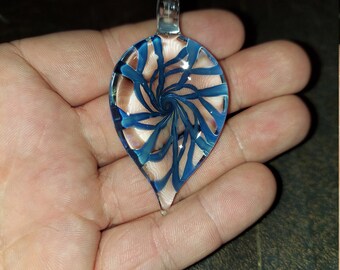 Teardrop Pendant: Spiral with Silver Fume